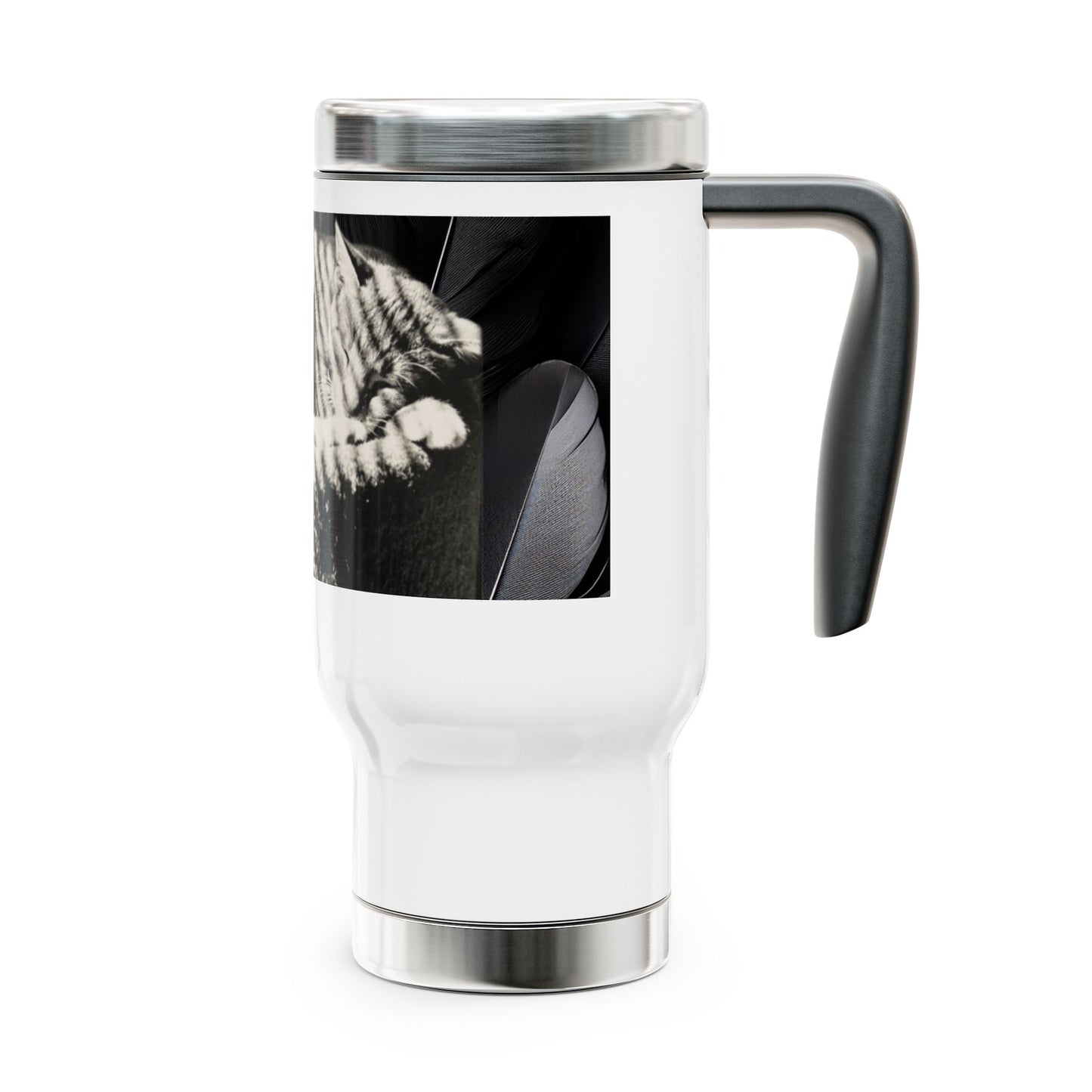 Monochrome Hugging Hands Stainless Steel Travel Mug