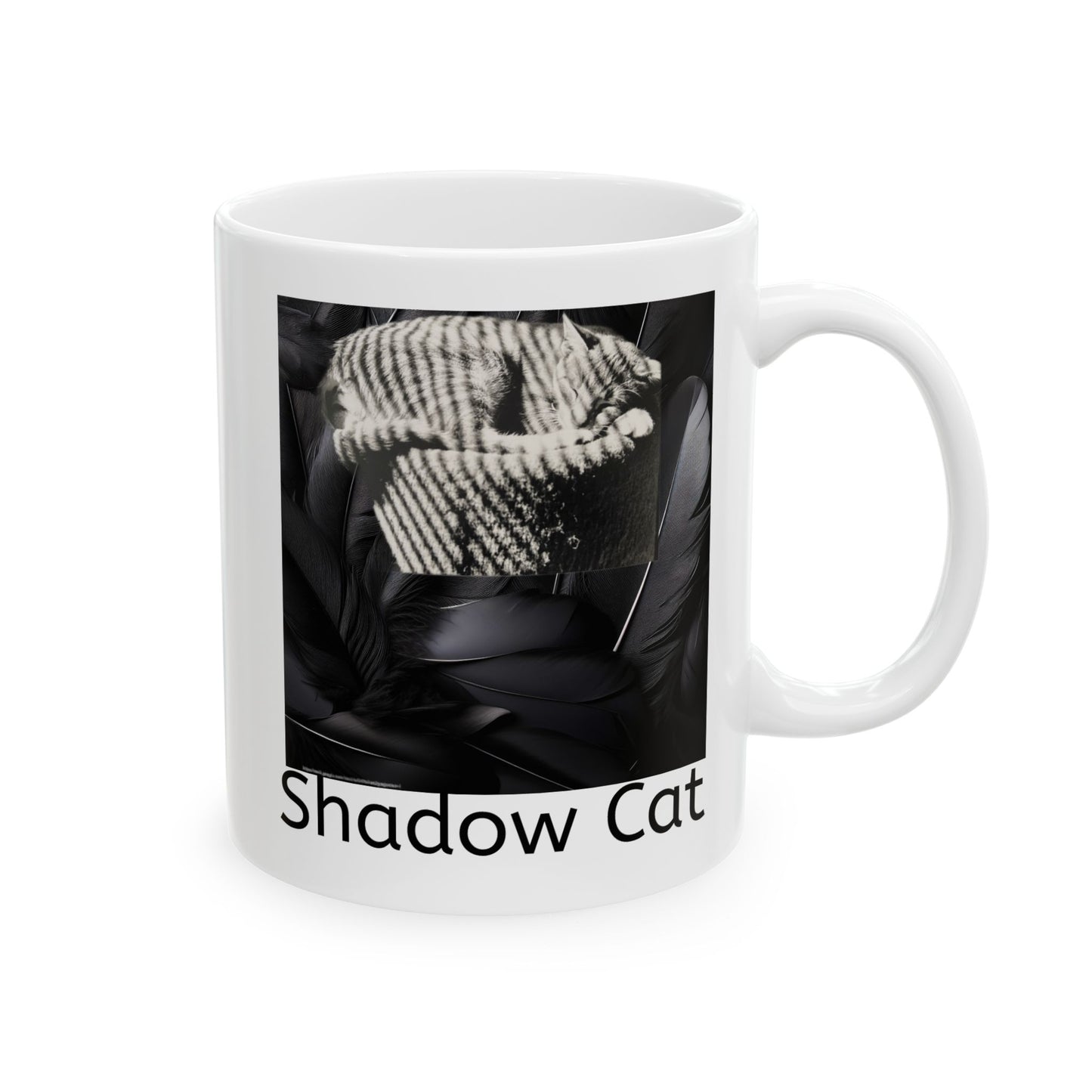 Shadow Cat Ceramic Mug — Elegant Cat Lover Coffee Cuphadow Cat Ceramic Mug — Black & White Cat Art Coffee Cup