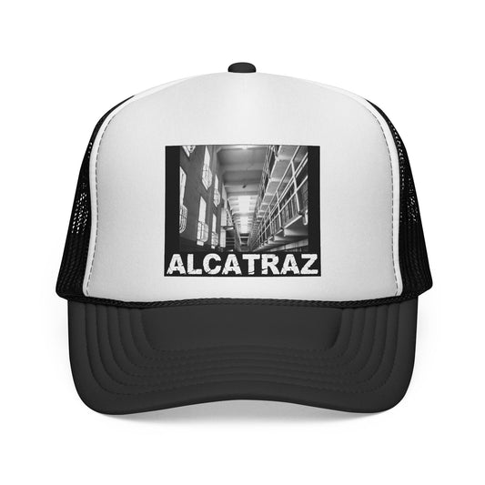 Unique Apparel Trucker Cap — Black & White Graphic Mesh Hat