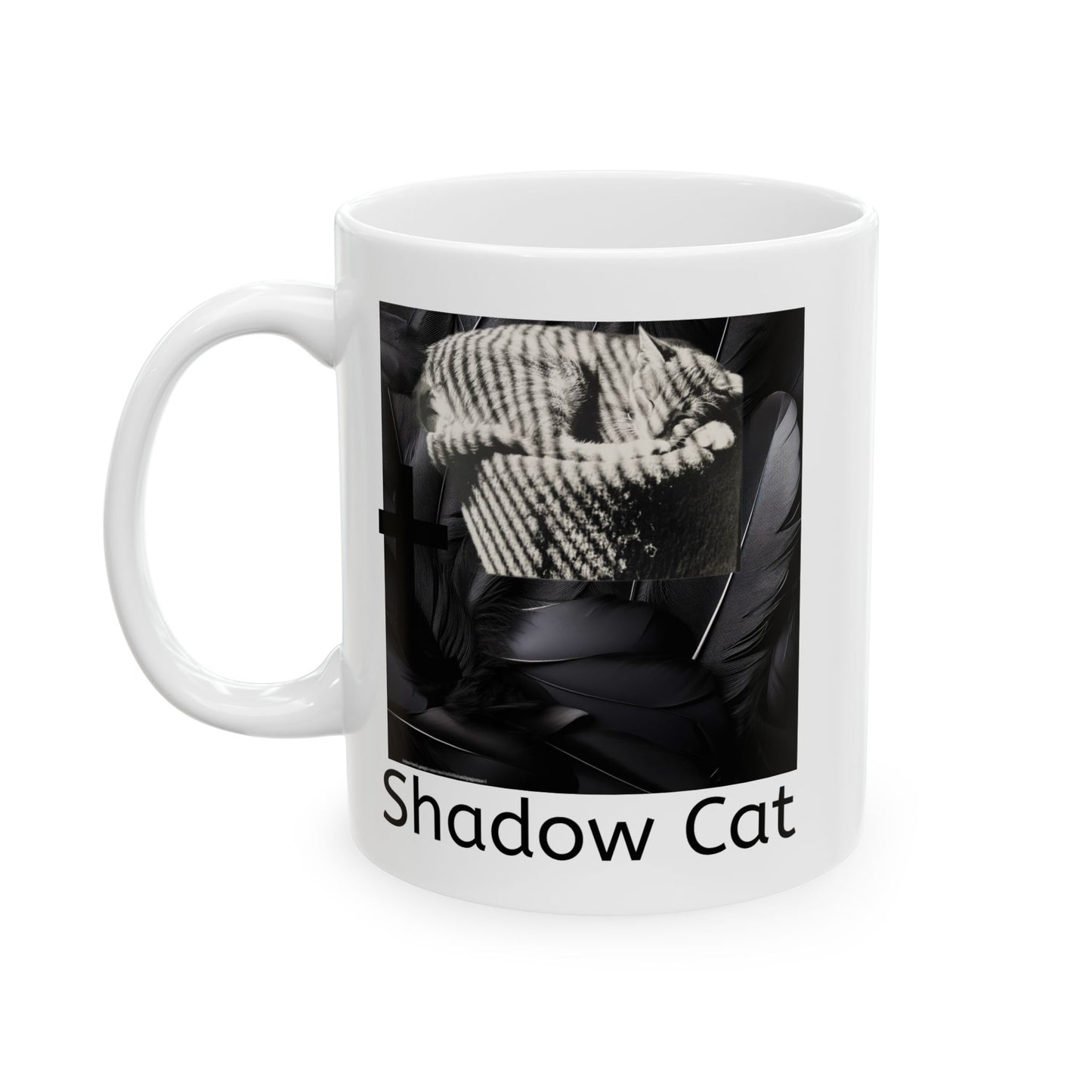 Shadow Cat Ceramic Mug — Elegant Cat Lover Coffee Cuphadow Cat Ceramic Mug — Black & White Cat Art Coffee Cup