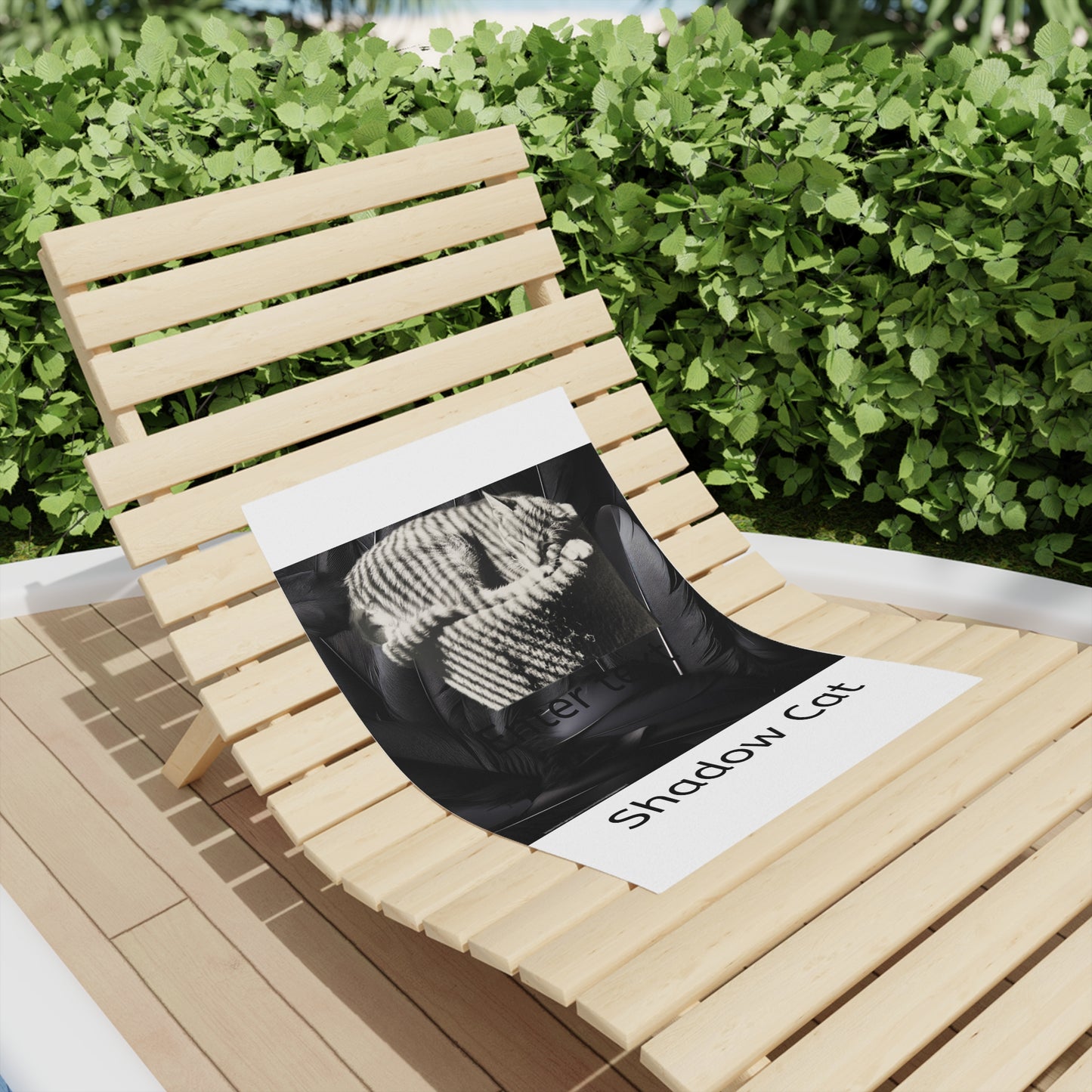 Shadow Cat Beach Towel — Cat Art Summer Accessory