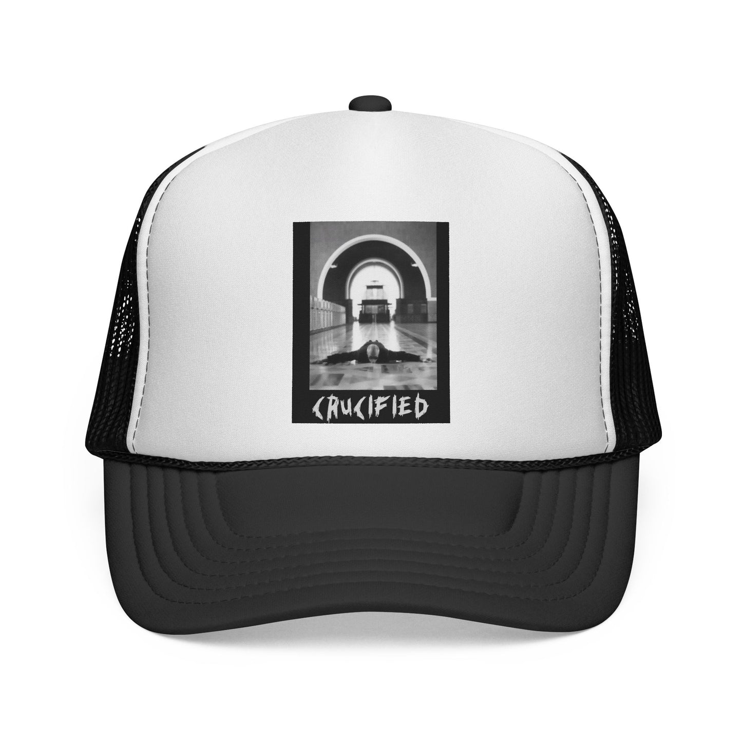 Crucified Trucker Cap — Vintage Gothic Jesus Mesh Snapback