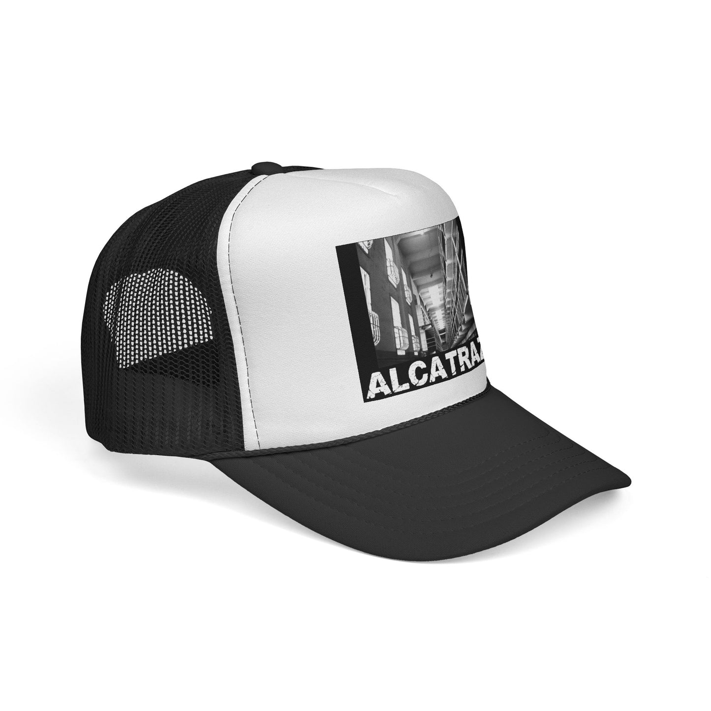 Unique Apparel Trucker Cap — Black & White Graphic Mesh Hat
