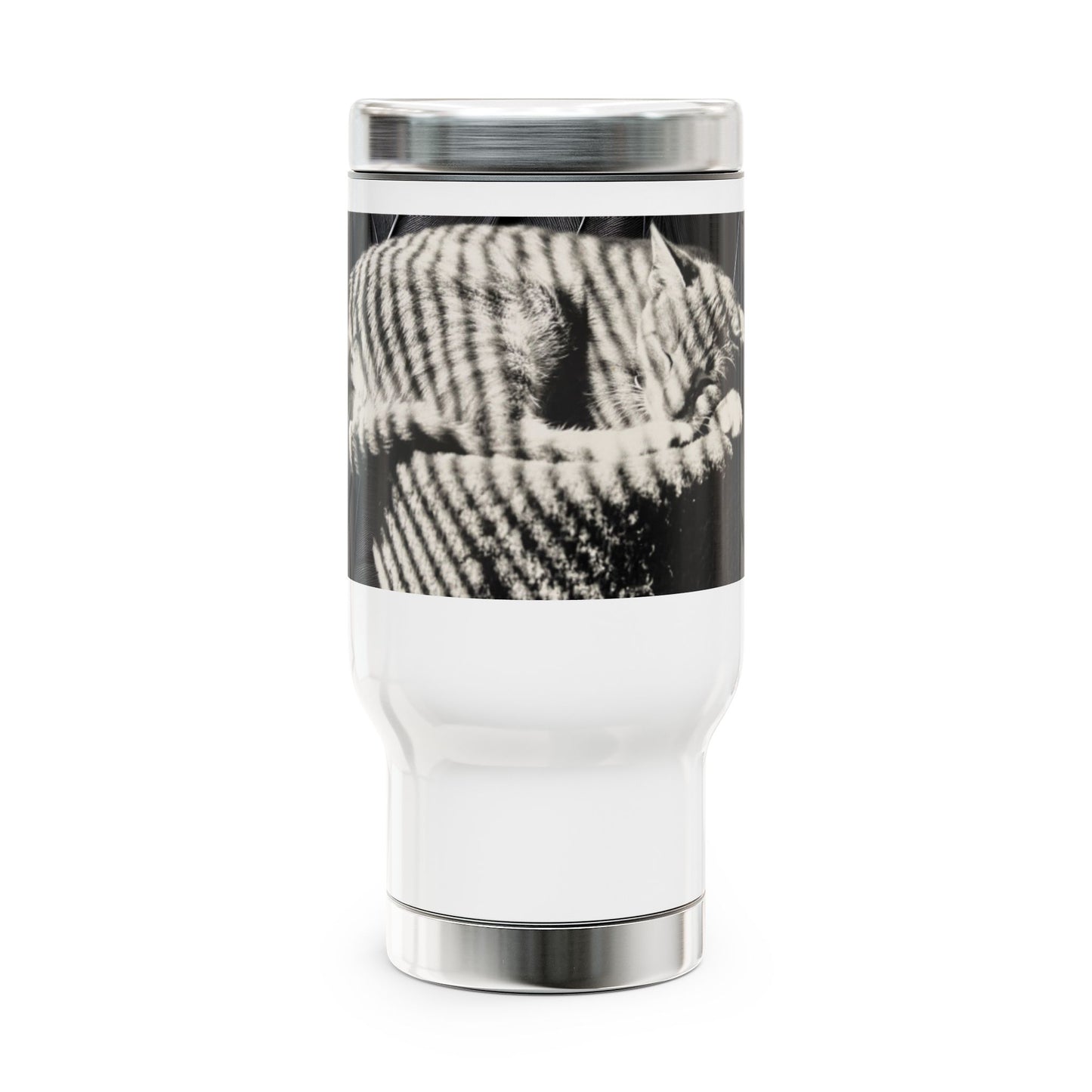 Monochrome Hugging Hands Stainless Steel Travel Mug