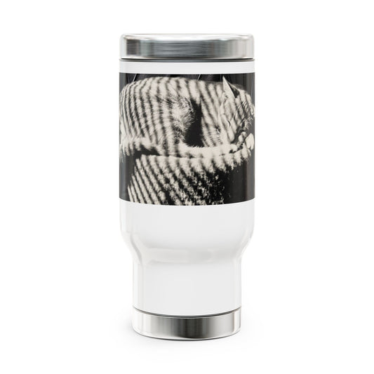 Monochrome Hugging Hands Stainless Steel Travel Mug