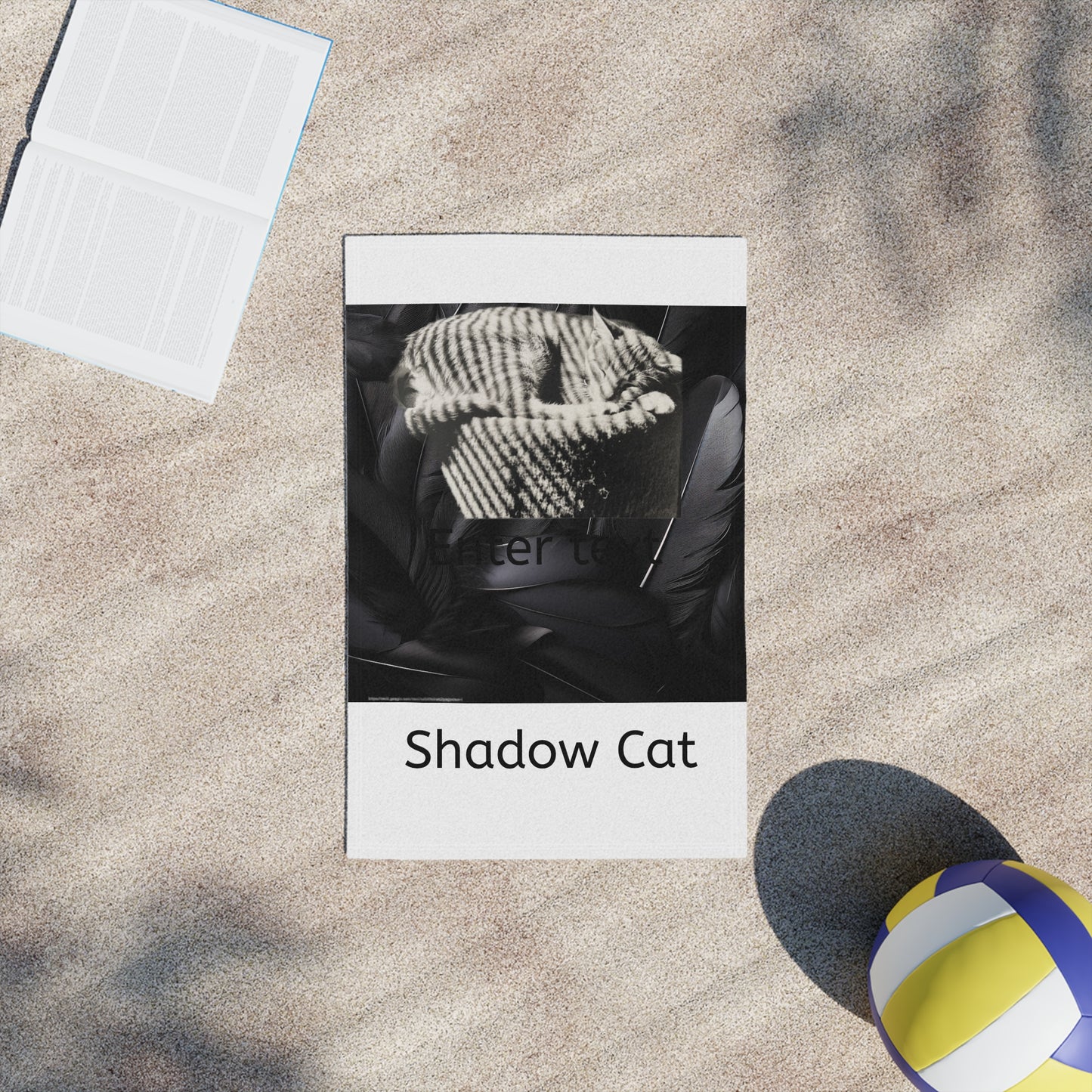 Shadow Cat Beach Towel — Cat Art Summer Accessory