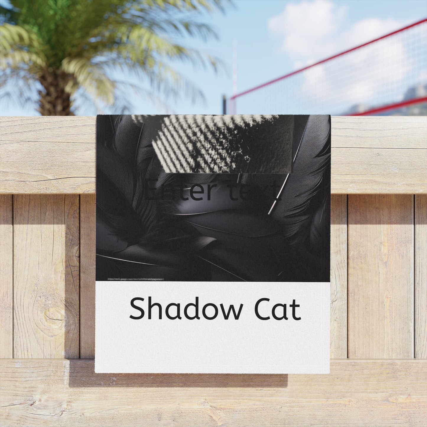 Shadow Cat Beach Towel — Cat Art Summer Accessory