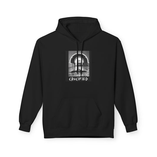 Crucified Hoodie — Vintage Gothic Black & White Graphic Pullover