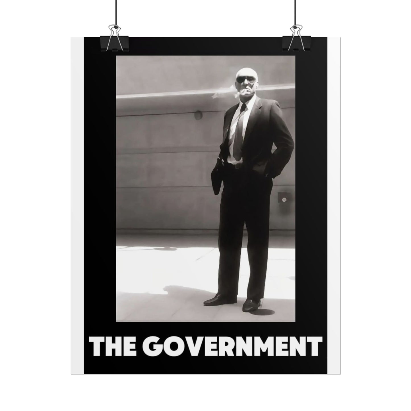The Government Art Print — Retro Noir Black & White Political Poster