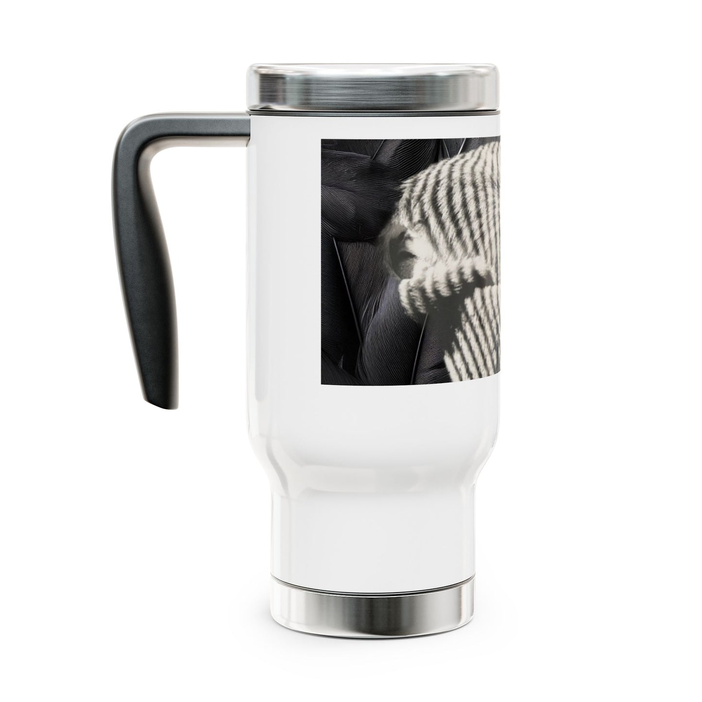 Monochrome Hugging Hands Stainless Steel Travel Mug