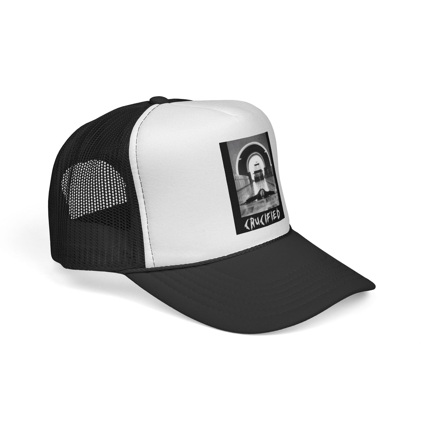 Crucified Trucker Cap — Vintage Gothic Jesus Mesh Snapback