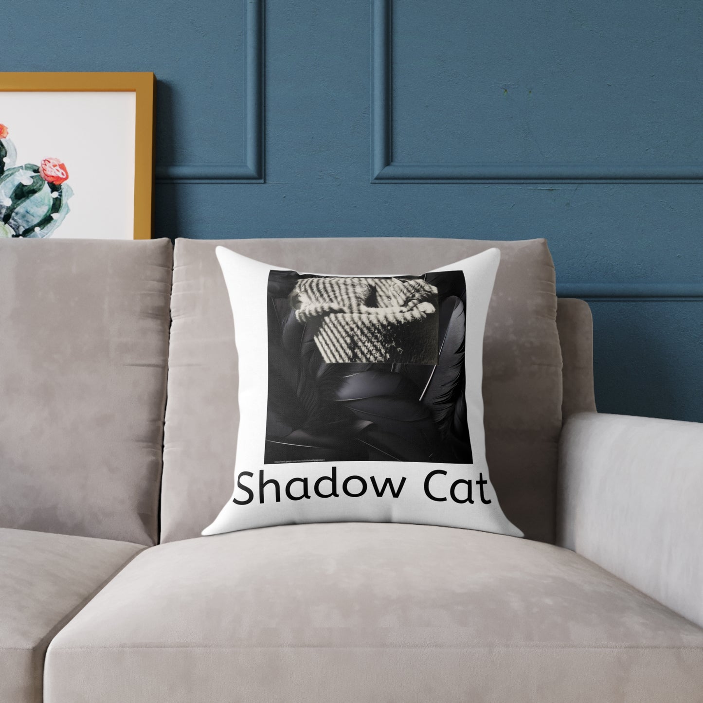 Shadow Cat Throw Pillow — Minimalist Cat Art Home Decor
